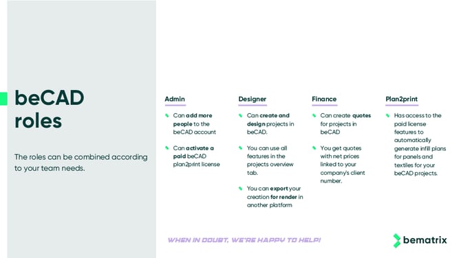 beCAD® roles